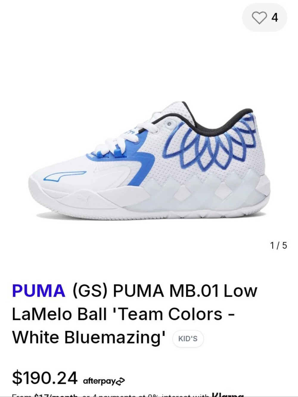 Puma MB.01 Low Sneakers - White & Bluemazing